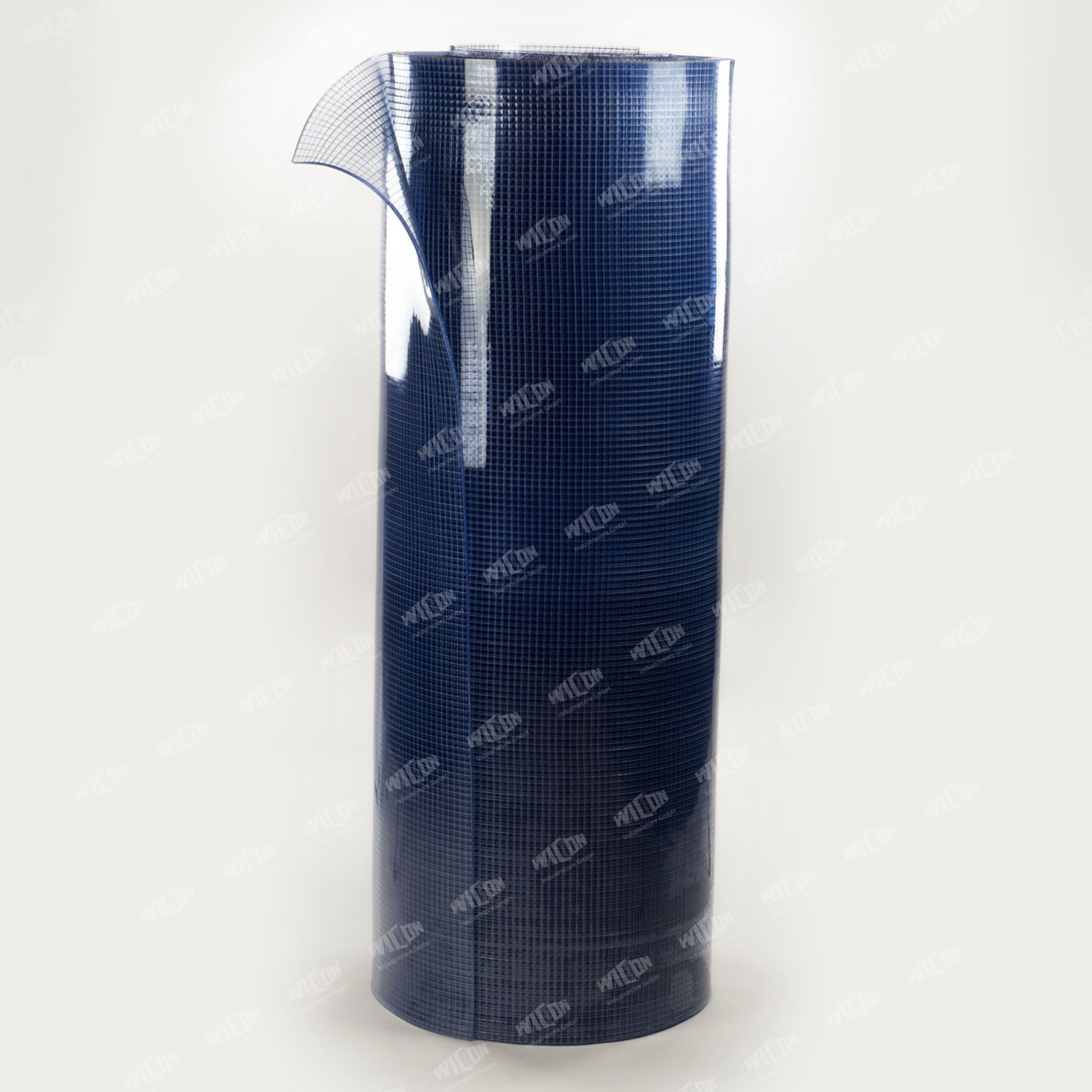 PVC Breitbahnen "leg"-transparent bläulich eingefärbt mit hochreißfester Netzeinlage